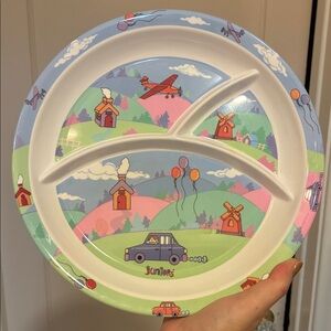 NEW VINTAGE I.B.S. Design HAPPY JUNIOR MELAMINE BABY TODDLER PLATE Kids Divided